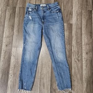 Abercrombie & Fitch Skinny High Rise Distressed Raw Hem Jeans